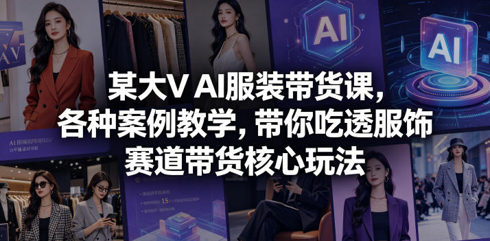 某大V AI服装带货课，各种案例教学，带你吃透服饰赛道带货核心玩法-低成本创业项目大全｜短视频带货+AI副业变现｜知行创业网