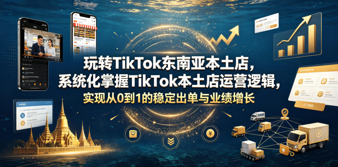 玩转TikTok东南亚本土店，系统化掌握TikTok本土店运营逻辑，实现从0到1的稳定出单与业绩增长-低成本创业项目大全｜短视频带货+AI副业变现｜知行创业网