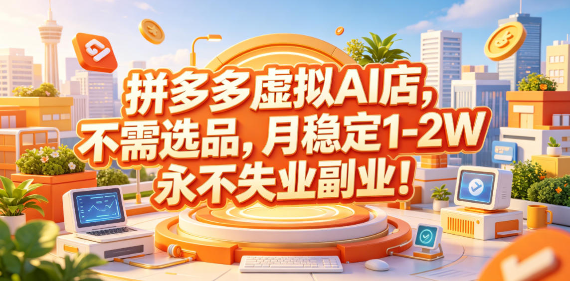 拼多多虚拟AI店,不需选品,月稳定1-2W,永不失业副业!【揭秘】-低成本创业项目大全|短视频带货+AI副业变现|知行创业网