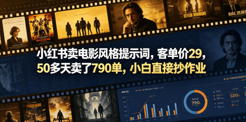 小红书卖电影风格提示词，客单价29，50多天卖了790单，小白直接抄作业！-低成本创业项目大全｜短视频带货+AI副业变现｜知行创业网