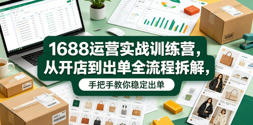 1688运营实战训练营,从开店到出单全流程拆解,手把手教你稳定出单-低成本创业项目大全|短视频带货+AI副业变现|知行创业网