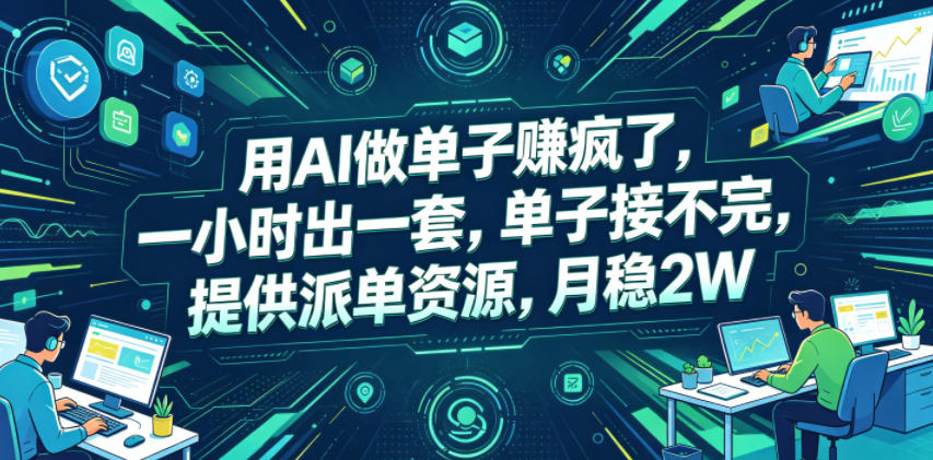 用AI做单子賺疯了，一小时出一套，单子接不完，提供派单资源，月稳2W【揭秘】-低成本创业项目大全｜短视频带货+AI副业变现｜知行创业网