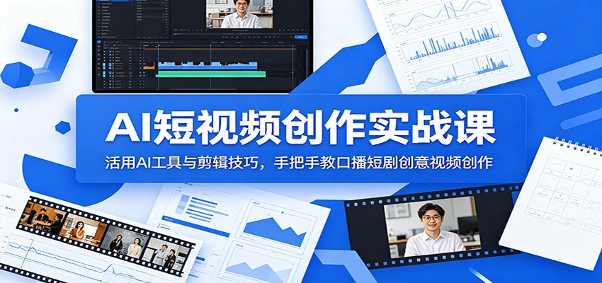 AI短视频创作实战课：活用AI工具与剪辑技巧，手把手教口播短剧创意视频创作-低成本创业项目大全｜短视频带货+AI副业变现｜知行创业网