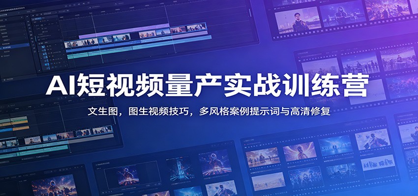 AI短视频量产实战训练营：文生图，图生视频技巧，多风格案例提示词与高清修复-低成本创业项目大全｜短视频带货+AI副业变现｜知行创业网