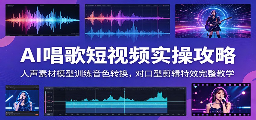 AI唱歌短视频实操攻略：人声素材模型训练音色转换，对口型剪辑特效完整教学-低成本创业项目大全｜短视频带货+AI副业变现｜知行创业网