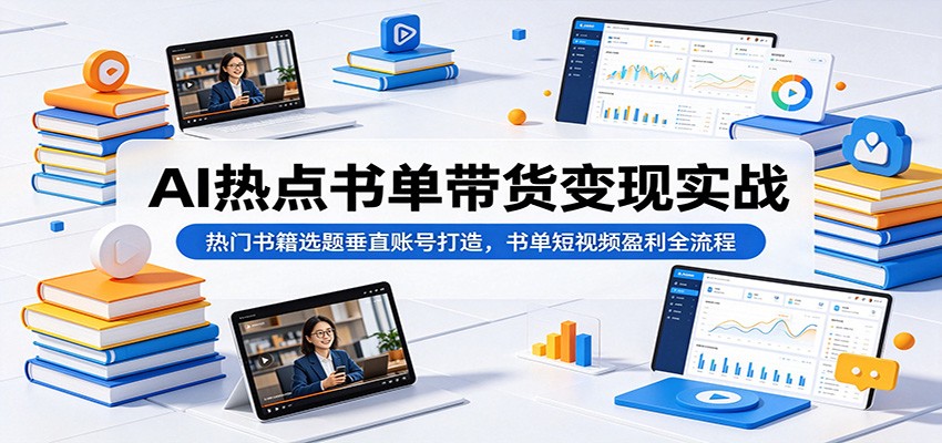 AI热点书单带货变现实战：热门书籍选题垂直账号打造，书单短视频盈利全流程-低成本创业项目大全｜短视频带货+AI副业变现｜知行创业网