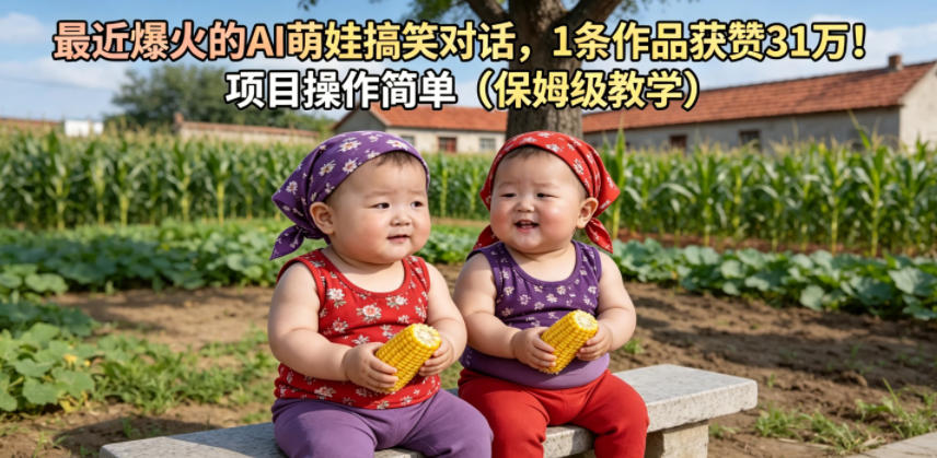 最近爆火的AI萌娃搞笑对话，1条作品获赞31W，项目操作简单（保姆级教学）-低成本创业项目大全｜短视频带货+AI副业变现｜知行创业网