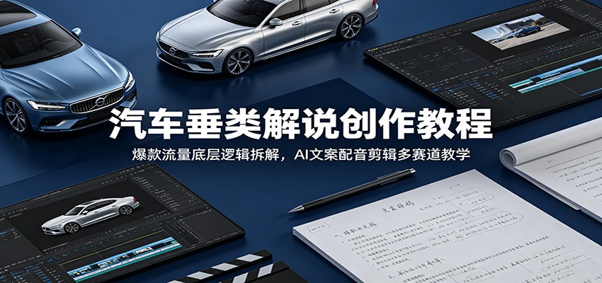 汽车垂类解说创作教程：爆款流量底层逻辑拆解，AI文案配音剪辑多赛道教学-低成本创业项目大全｜短视频带货+AI副业变现｜知行创业网