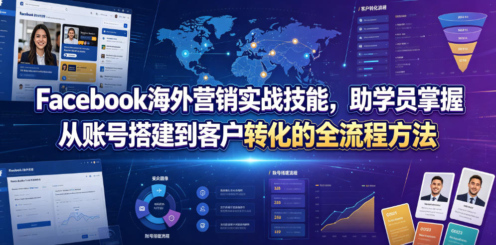 Facebook海外营销实战技能，助学员掌握从账号搭建到客户转化的全流程方法-低成本创业项目大全｜短视频带货+AI副业变现｜知行创业网