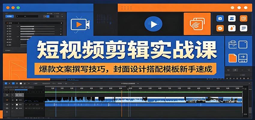 短视频剪辑实战课：爆款文案撰写技巧，封面设计搭配模板新手速成-低成本创业项目大全｜短视频带货+AI副业变现｜知行创业网