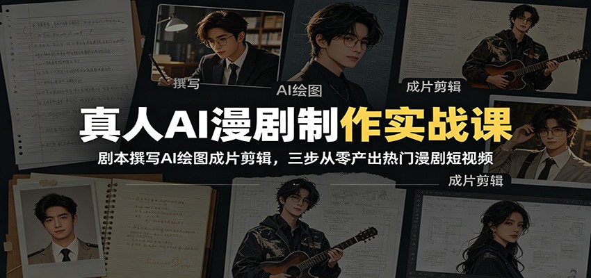 真人AI漫剧制作实战课:剧本撰写AI绘图成片剪辑,三步从零产出热门漫剧短视频-低成本创业项目大全|短视频带货+AI副业变现|知行创业网