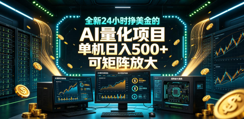 全新24小时挣美金的AI量化项目，单机日入500+，每天见收益，可矩阵放大【揭秘】-低成本创业项目大全｜短视频带货+AI副业变现｜知行创业网