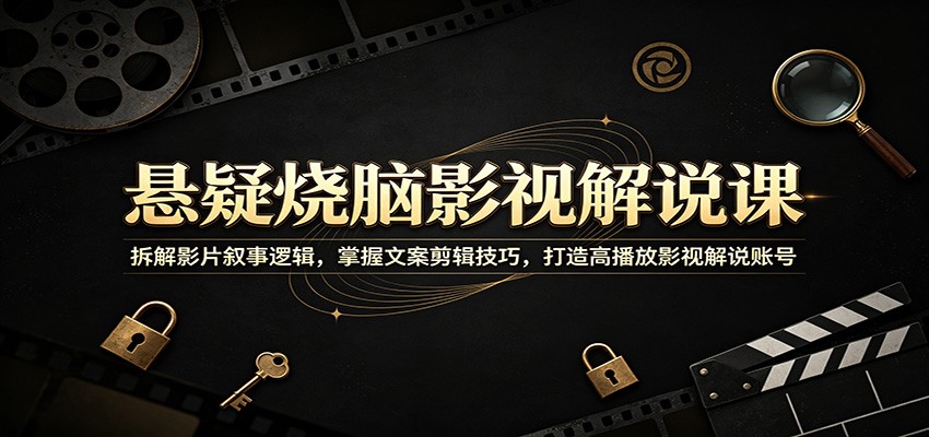悬疑烧脑影视解说课：拆解影片叙事逻辑，掌握文案剪辑技巧，打造高播放影视解说账号-低成本创业项目大全｜短视频带货+AI副业变现｜知行创业网