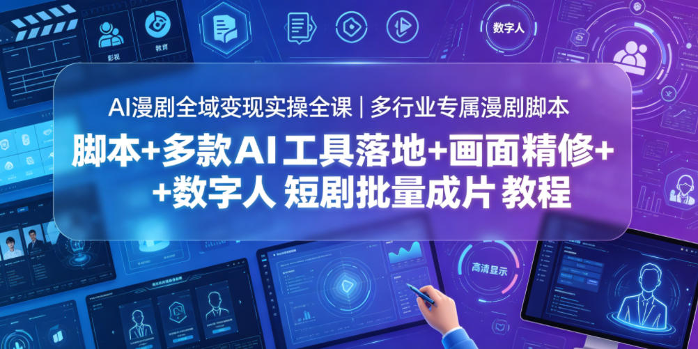 AI漫剧全域变现实操全课｜多行业专属漫剧脚本+多款AI工具落地+画面精修+数字人短剧批量成片全教程-低成本创业项目大全｜短视频带货+AI副业变现｜知行创业网