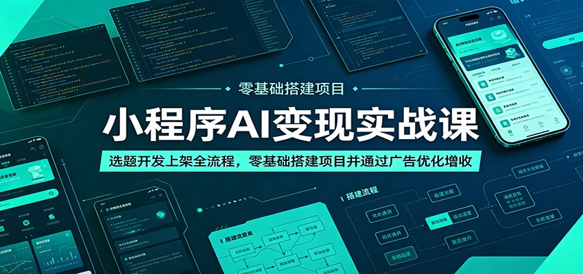 小程序AI变现实战课：选题开发上架全流程，零基础搭建项目并通过广告优化增收-低成本创业项目大全｜短视频带货+AI副业变现｜知行创业网
