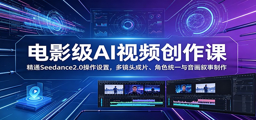 电影级AI视频创作课：精通Seedance2.0操作设置，多镜头成片、角色统一与音画叙事制作-低成本创业项目大全｜短视频带货+AI副业变现｜知行创业网