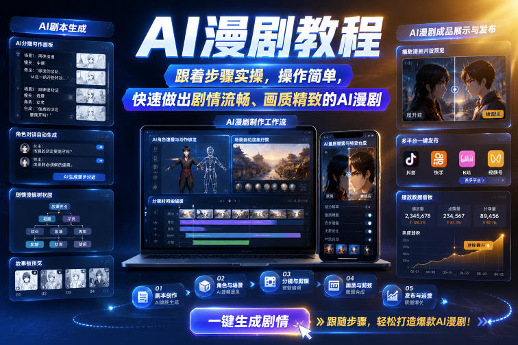 AI漫剧教程,跟着步骤实操,操作简单,快速做出剧情流畅、画质精致的AI漫剧-低成本创业项目大全|短视频带货+AI副业变现|知行创业网