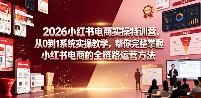 2026小红书电商实操特训营,从0到1系统实操教学,帮你完整掌握小红书电商的全链路运营方法-低成本创业项目大全|短视频带货+AI副业变现|知行创业网