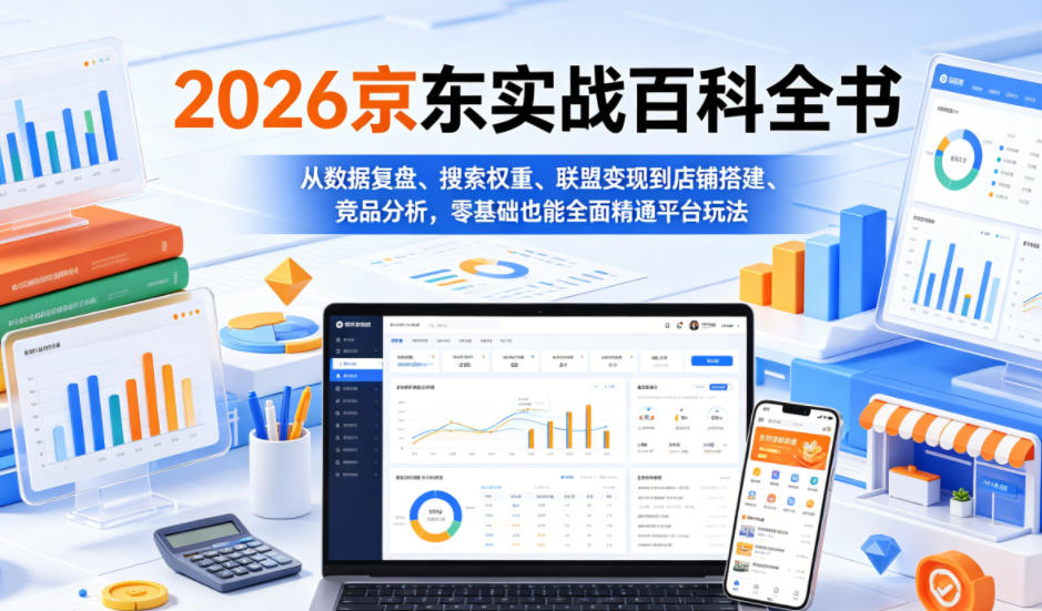2026京东实战百科全书，从数据复盘、搜索权重、联盟变现到店铺搭建、竞品分析，零基础也能全面精通平台玩法-低成本创业项目大全｜短视频带货+AI副业变现｜知行创业网