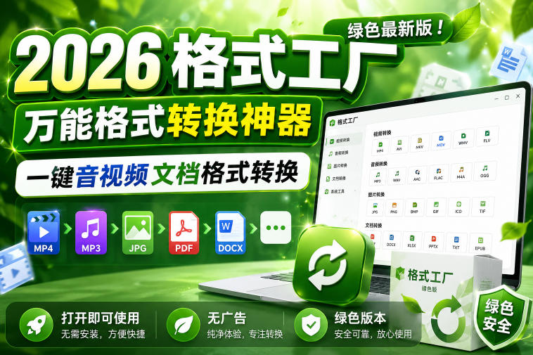 2026格式工厂绿色最新版！万能格式转换神器，一键音视频文档格式转换，打开即可使用，无广告绿色版本-低成本创业项目大全｜短视频带货+AI副业变现｜知行创业网