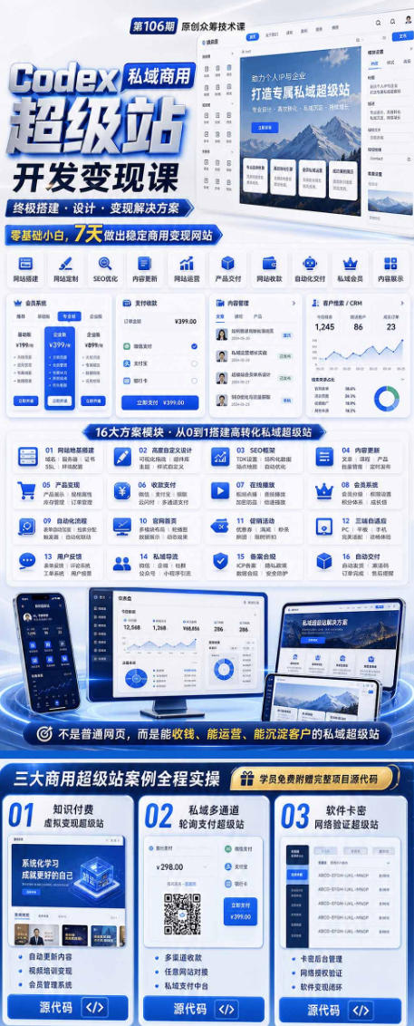 图片[2]-Codex私域商用超级站Ai开发变现课，7天带你从零基础到能自己动手做出能收钱、能运营、能沉淀客户的私域超级站-低成本创业项目大全｜短视频带货+AI副业变现｜知行创业网