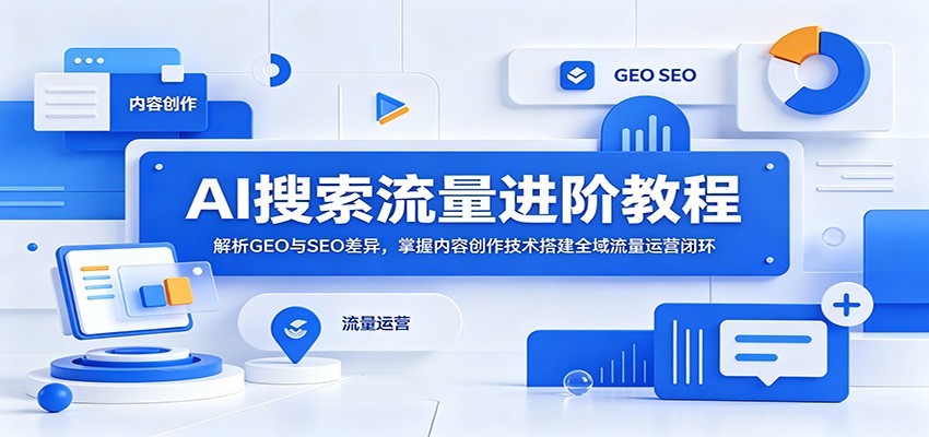 AI搜索流量进阶教程:解析GEO与SEO差异,掌握内容创作技术搭建全域流量运营闭环-低成本创业项目大全|短视频带货+AI副业变现|知行创业网
