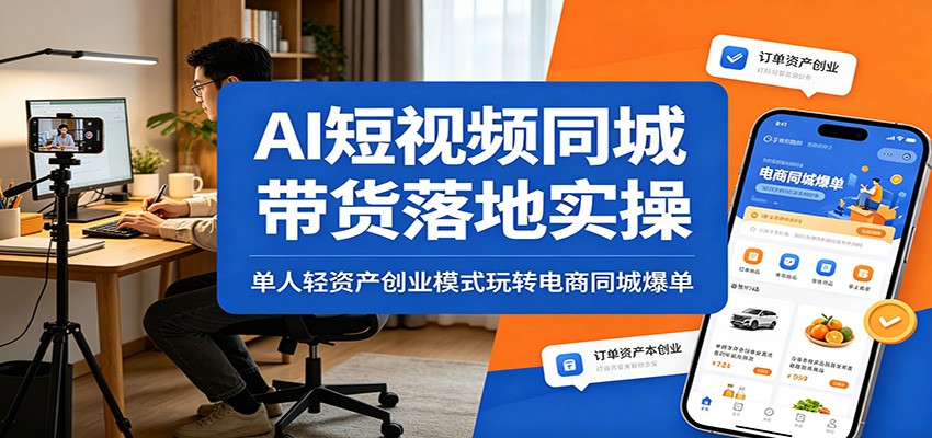 AI短视频同城带货落地实操：单人轻资产创业模式玩转电商同城爆单-低成本创业项目大全｜短视频带货+AI副业变现｜知行创业网