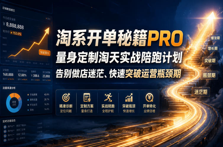 淘系开单秘籍PRO，量身定制淘天实战陪跑计划，告别做店迷茫、快速突破运营瓶颈期（2026年6月11）-低成本创业项目大全｜短视频带货+AI副业变现｜知行创业网