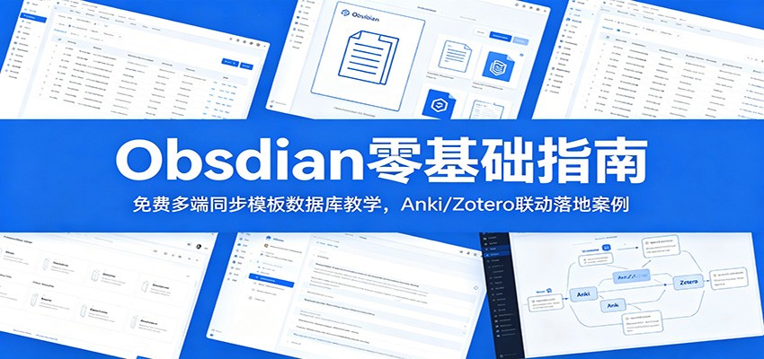 Obsidian零基础指南:免费多端同步模板数据库教学,Anki/Zotero联动落地案例-低成本创业项目大全|短视频带货+AI副业变现|知行创业网
