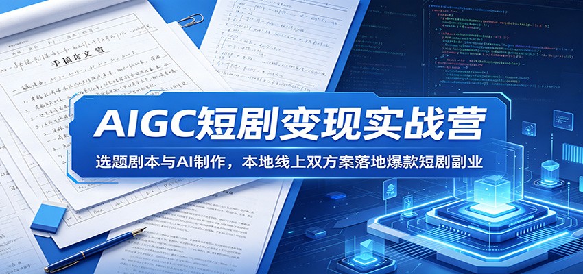 AIGC短剧变现实战营：选题剧本与AI制作，本地线上双方案落地爆款短剧副业-低成本创业项目大全｜短视频带货+AI副业变现｜知行创业网