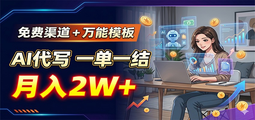 免费渠道+万能模板，AI代写一单一结，月入2W+-低成本创业项目大全｜短视频带货+AI副业变现｜知行创业网