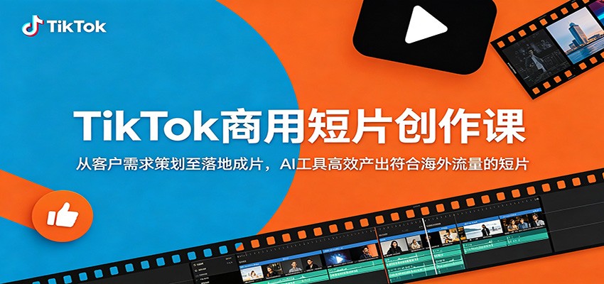 TikTok商用短片创作课：从客户需求策划至落地成片，AI工具高效产出符合海外流量的短片-低成本创业项目大全｜短视频带货+AI副业变现｜知行创业网