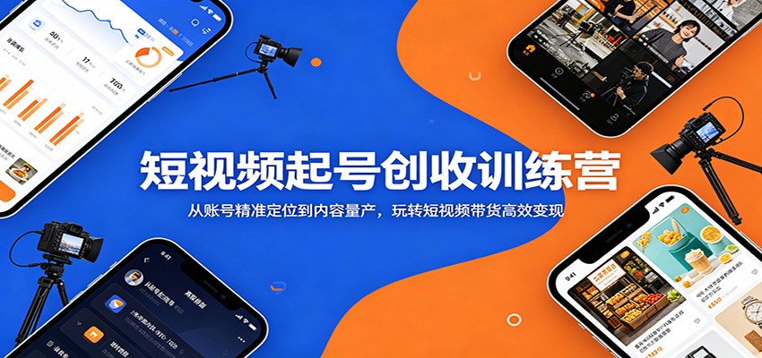 短视频起号创收训练营：从账号精准定位到内容量产，玩转短视频带货高效变现-低成本创业项目大全｜短视频带货+AI副业变现｜知行创业网