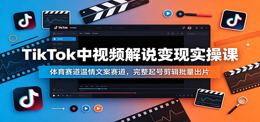 TikTok中视频解说变现实操课：体育赛道温情文案赛道，完整起号剪辑批量出片-低成本创业项目大全｜短视频带货+AI副业变现｜知行创业网