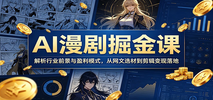 AI漫剧掘金课：解析行业前景与盈利模式，从网文选材到剪辑变现落地-低成本创业项目大全｜短视频带货+AI副业变现｜知行创业网