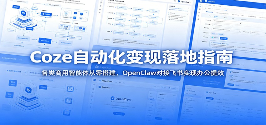 Coze自动化变现落地指南：各类商用智能体从零搭建，OpenClaw对接飞书实现办公提效-低成本创业项目大全｜短视频带货+AI副业变现｜知行创业网