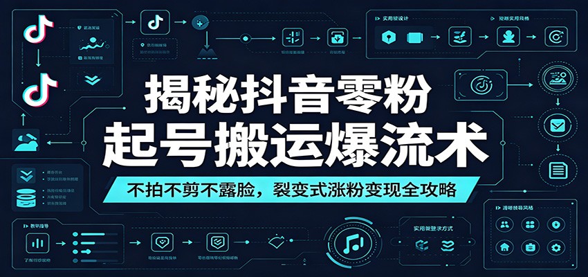 揭秘抖音零粉起号搬运爆流术:不拍不剪不露脸,裂变式涨粉变现全攻略-低成本创业项目大全|短视频带货+AI副业变现|知行创业网