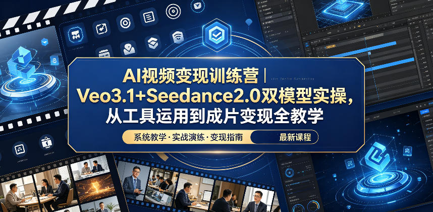 AI视频变现训练营|Veo3.1+Seedance2.0双模型实操,从工具运用到成片变现全教学-低成本创业项目大全|短视频带货+AI副业变现|知行创业网