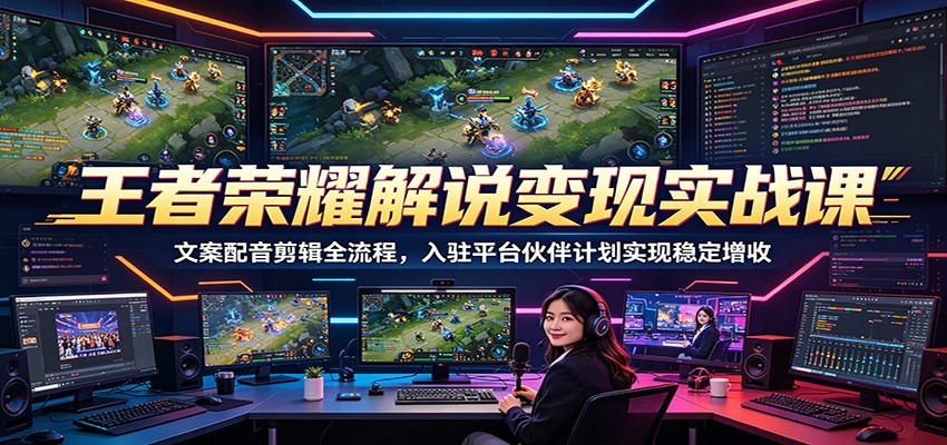 王者荣耀解说变现实战课：文案配音剪辑全流程，入驻平台伙伴计划实现稳定增收-低成本创业项目大全｜短视频带货+AI副业变现｜知行创业网