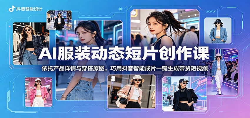 AI服装动态短片创作课：依托产品详情与穿搭原图，巧用抖音智能成片一键生成带货短视频-低成本创业项目大全｜短视频带货+AI副业变现｜知行创业网
