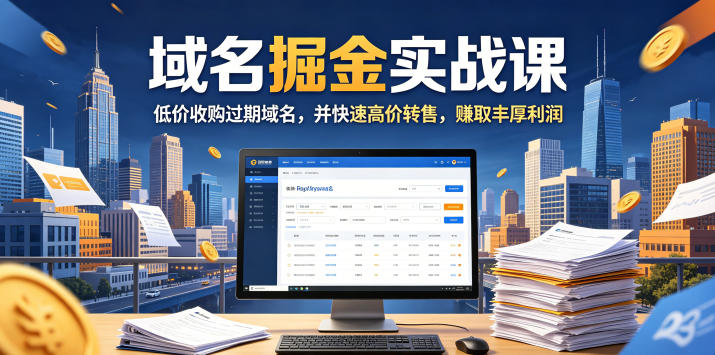 域名交易掘金实战课，低价收购过期域名，并快速高价转售，賺取丰厚利润【原创双语字幕】-低成本创业项目大全｜短视频带货+AI副业变现｜知行创业网