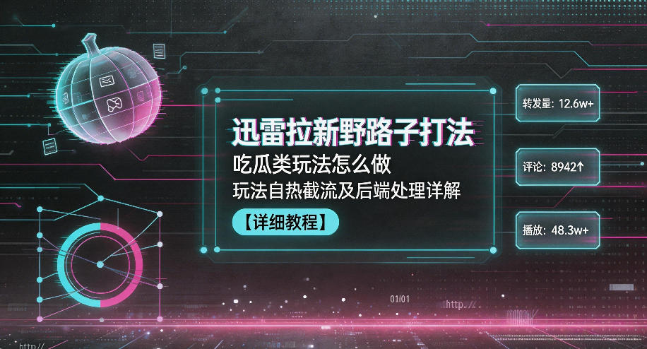 迅雷拉新野路子打法，吃瓜类玩法怎么做，玩法自热截流及后端处理详解-低成本创业项目大全｜短视频带货+AI副业变现｜知行创业网