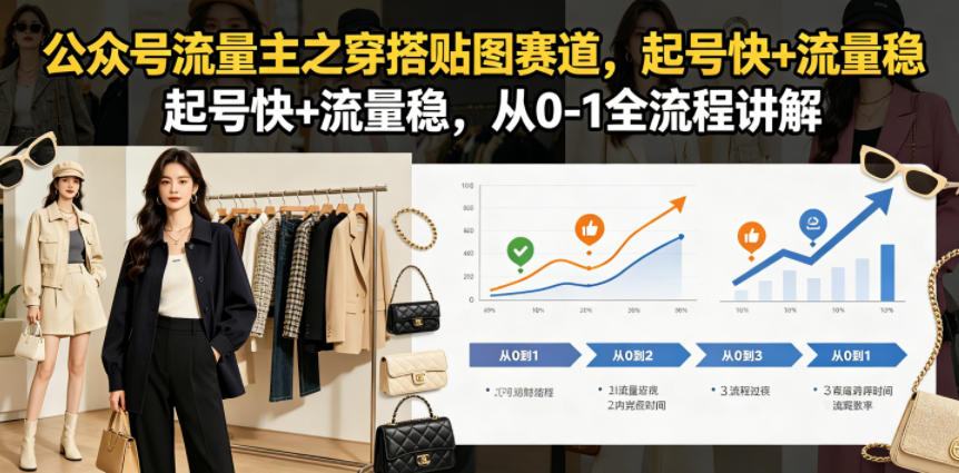 公众号流量主之穿搭贴图赛道，起号快+流量稳，从0-1全流程讲解-低成本创业项目大全｜短视频带货+AI副业变现｜知行创业网