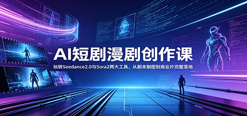 AI短剧漫剧创作课：玩转Seedance2.0与 Sora2两大工具，从剧本制图到商业片完整落地-低成本创业项目大全｜短视频带货+AI副业变现｜知行创业网