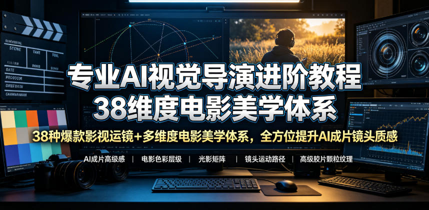 专业AI视觉导演进阶教程，38种爆款影视运镜+多维度电影美学体系，全方位提升AI成片高级感与镜头质感-低成本创业项目大全｜短视频带货+AI副业变现｜知行创业网