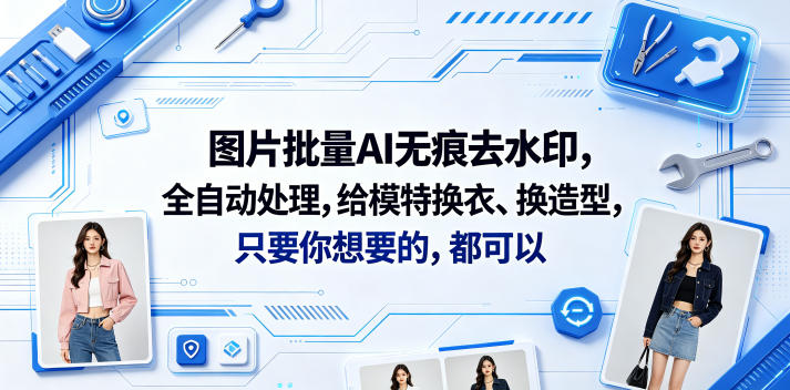 图片批量AI无痕去水印,全自动处理,给模特换衣、换造型,只要你想要的,都可以(软件+视频教程)-低成本创业项目大全|短视频带货+AI副业变现|知行创业网