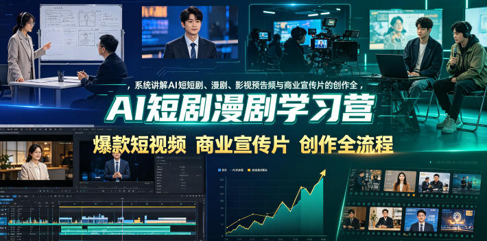 AI短剧漫剧学习营，系统讲解AI短剧、漫剧、影视预告片、爆款短视频与商业宣传片的创作全流程-低成本创业项目大全｜短视频带货+AI副业变现｜知行创业网