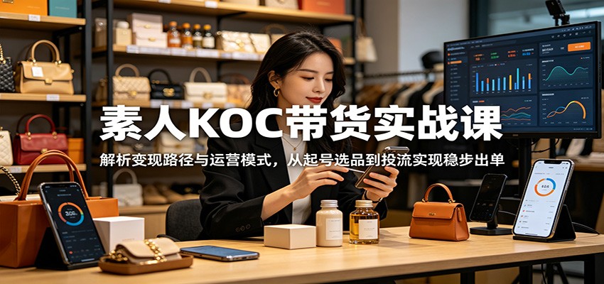素人KOC带货实战课：解析变现路径与运营模式，从起号选品到投流实现稳步出单-低成本创业项目大全｜短视频带货+AI副业变现｜知行创业网