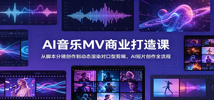 AI音乐MV商业打造课:从脚本分镜创作到动态渲染对口型剪辑,AI短片创作全流程-低成本创业项目大全|短视频带货+AI副业变现|知行创业网