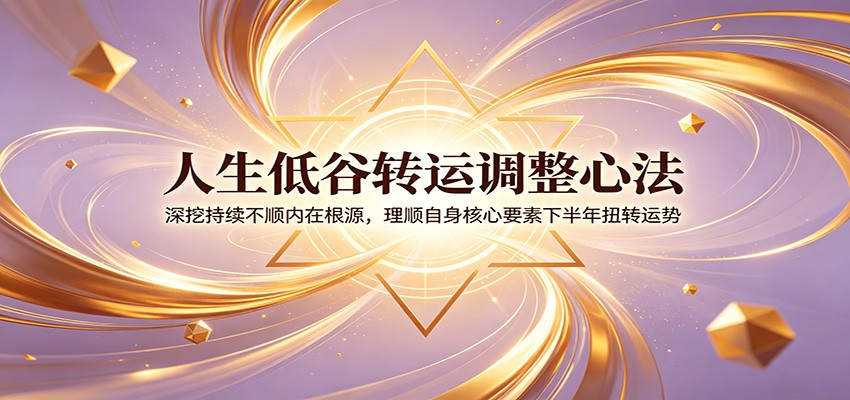 人生低谷转运调整心法：深挖持续不顺内在根源，理顺自身核心要素下半年扭转运势-低成本创业项目大全｜短视频带货+AI副业变现｜知行创业网